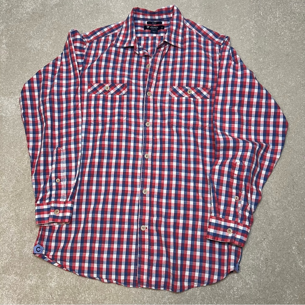 Daniel Cremieux 100% cotton Slim Fit Plaid Button Up Red/White/Blue Men's Medium